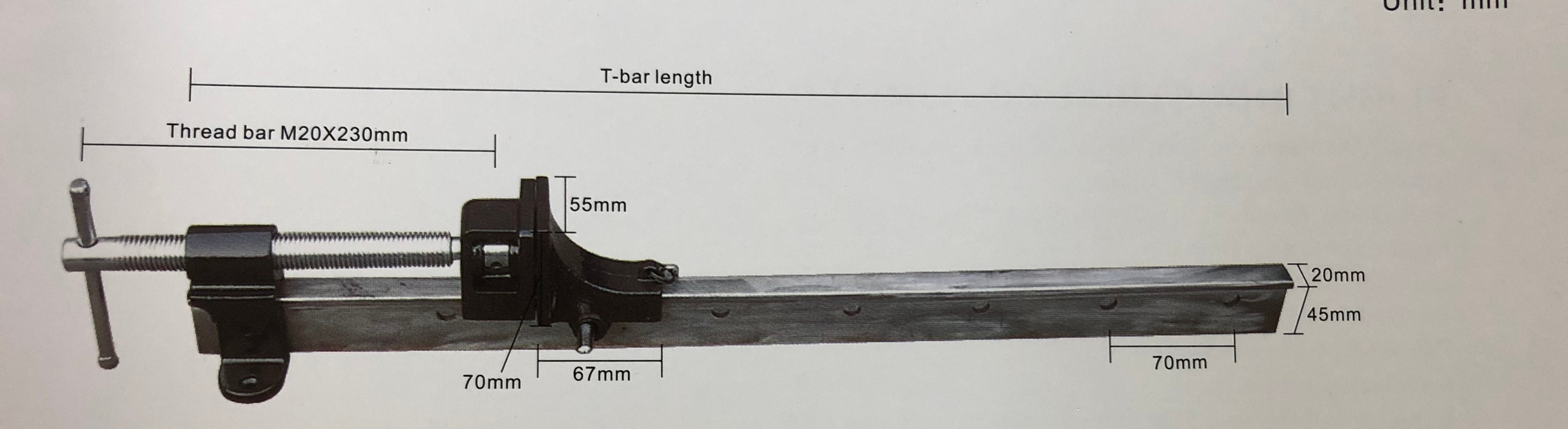 Woodworkiing T-bar clamp